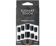 Elegant Touch Core Color Nagai su klijais Squoval Midnight Juodas 24 U