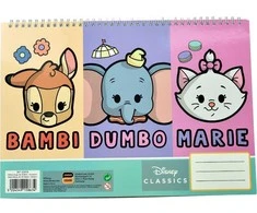 „Disney Animals“ klasikinis A/4 formato spiralinis eskizų sąsiuvinis su 40 lapų ir lipdukais