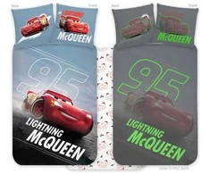 „Disney Cars“ tamsoje šviečiantis vaikiškas patalynės komplektas darželinukams, 100x135cm, 40x60cm