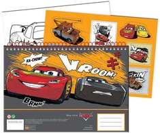 „Disney Cars Vroom“ A/4 spiralinis eskizų sąsiuvinis su 40 puslapių ir lipdukais