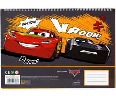 „Disney Cars Vroom“ A/4 spiralinis eskizų sąsiuvinis su 40 puslapių ir lipdukais