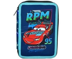 „Disney Cars“ žaibais užpildytas pieštukų dėklas su 2 skyriais