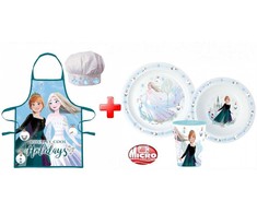 „Disney Frozen“ kalėdinė prijuostė ir plastikinis vakarienės rinkinys