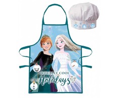 „Disney Frozen“ kalėdinė prijuostė ir plastikinis vakarienės rinkinys