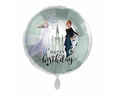 Disney Frozen pastelinis folijos balionas „Happy Birthday“, 43 cm