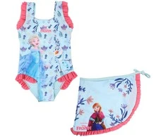 „Disney Frozen“ vaikiškas maudymosi kostiumėlio ir sarongo komplektas 5-6 metams / 110-116 cm
