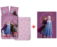„Disney Frozen“ violetinė vaikiška patalynės komplektas ir poliarinė antklodė