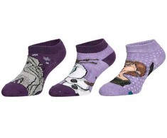 Disney Frozen violetinės vaikiškos žemai iškirptos kojinės 23/26