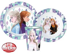 „Disney“ „Ledo šalies“ mikroplastiko vakarienės rinkinys su 260 ml stikline