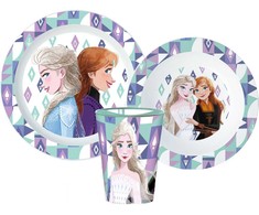 „Disney“ „Ledo šalies“ mikroplastiko vakarienės rinkinys su 260 ml stikline