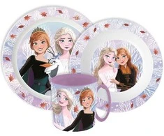 „Disney“ „Ledo šalies“ rudens lapų vakarienės rinkinys, mikroplastiko rinkinys su puodeliu, 390 ml