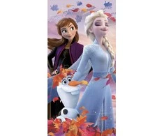Rankšluostis Ręcznik plażowy 70x140 Frozen Kraina Lodu Anna i Elsa violetinė dziecięcy bawełniany Kids25