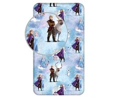 Disney Ledo šalis mėlyna žiemos paklodė su guma 90x200 cm