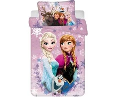 Disney „Ledo šalis“ purpurinė vaikiška patalynė su šerkšnu 100–135 cm, 40–60 cm