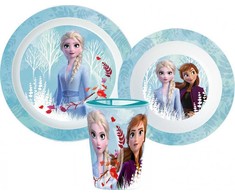 „Disney“ „Ledo šalis“ vakarienės rinkinys, mikroplastiko, su puodeliu 260 ml