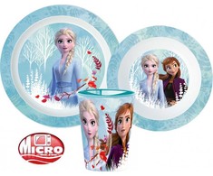 „Disney“ „Ledo šalis“ vakarienės rinkinys, mikroplastiko, su puodeliu 260 ml