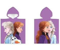 Disney Ledo šalis violetinis paplūdimio rankšluostis pončas 50x100 cm