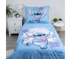 Patalynė bawełniana 140x200 Lilo i Stitch Wave mėlyna poszewka 70x90 JF24