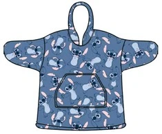 Disney Lilo ir Stitch Glee užmaunamas pliušinis vilnos pledas, pončas 7-14 metų vaikams