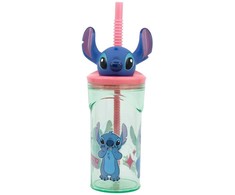 Disney Lilo ir Stitch lengvai išsiblaškęs 3D plastikinis šiaudelis 360 ml
