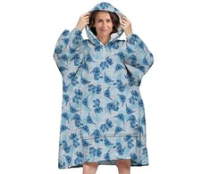 Disney Lilo ir Stitch mėlynas suaugusiųjų megztinis su polarinės vilnos pledu, ponču
