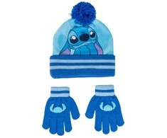 Disney Lilo ir Stitch mėlynas vaikiškas kepurės ir pirštinių rinkinys