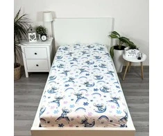 Prześcieradło bawełniane su gumką 90x200 Lilo I Stitch balta tęczowe vaikams JF24