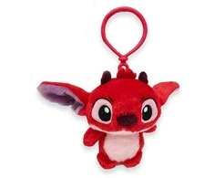Disney Lilo ir Stitch rožinė raudona 3D pliušinė figūrėlė su pakabuku, krepšio pakabuku 12 cm
