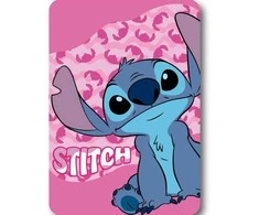 Disney Lilo ir Stitch rožinė vilnonė antklodė banguota 100x140cm