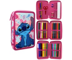 Disney Lilo ir Stitch Rožinė Wave 3 lygių užpildytas pieštukų dėklas