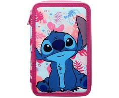 Disney Lilo ir Stitch Rožinė Wave 3 lygių užpildytas pieštukų dėklas
