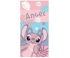 Disney Lilo ir Stitch rožinis vonios rankšluostis, paplūdimio rankšluostis 70x140cm (greitai džiūstantis)