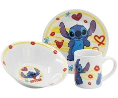„Disney“ Lilo ir Stitch širdelės porcelianinis vakarienės rinkinys dovanų dėžutėje