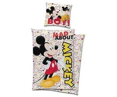 Patalynė bawełniana 140x200 Myszka Miki Mickey kreminė kolorowa C24