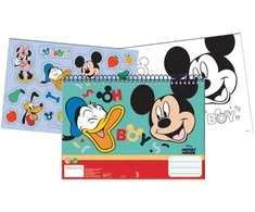 Disney Mickey Oh Boy A/4 spiralinė eskizų knygelė su 40 lapų ir lipdukais