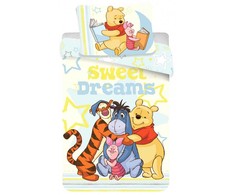Patalynė bawełniana 140x200 Mikė Pukuotukas 5321 Sweet Dreams gwiazdki poszewka 70x90 Tigriukas Prosiaczek Kłapouchy Winnie the Pooh dziecięca