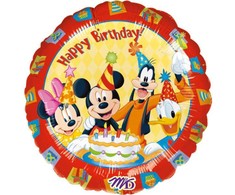 Amscan Mickey Happy Birthday folijos balionas, 43 cm