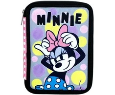 Disney Minnie graži rožinė pieštukų dėžutė, užpildyta 2 lygiais lygiais