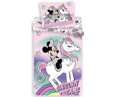 Patalynė bawełniana 140x200 Myszka Mini Vienaragis 2405 Minnie Mouse rožinė poszewka 70x90
