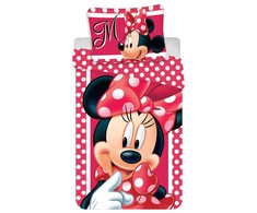 Patalynė bawełniana 140x200 Myszka Mini 3068 Minnie Mouse dots raudona grochy dvipusė poszewka 70x90