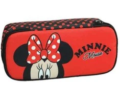 Disney Minnie raudoni taškeliai pieštukų dėklas su dviem skyriais, 26 cm