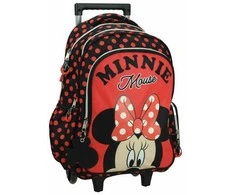 Disney Minnie raudonų taškelių mokyklinė kuprinė su ratukais, 46 cm