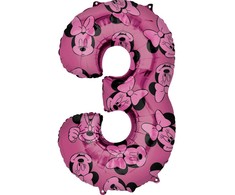 Disney Minnie rožinis folijos balionas numeris 3, 66 cm