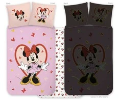 Disney Minnie širdelės formos vaikiškos patalynės komplektas su šviečiančia tamsoje spalva 100x135cm, 40x60cm