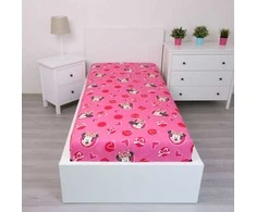 Prześcieradło bawełniane su gumką 90x200 Myszka Mini 2888 Minnie Mouse vaikams JF24