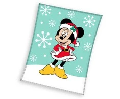 Disney Minnie Snow kalėdinis koralų spalvos vilnos pledas 130x160cm