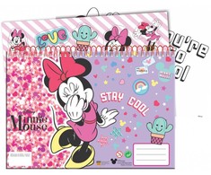 Disney Minnie šypsenėlių A/4 formato spiralinis eskizų sąsiuvinis su 40 puslapių ir lipdukais