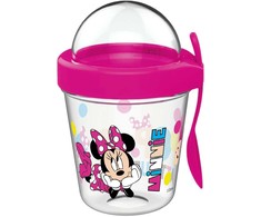 Disney Minnie užkandžių puodelis su dangteliu ir šaukšteliu 350 ml