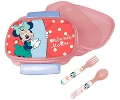 Disney Minnie vasarinė sumuštinių dėžutė + stalo įrankių rinkinys