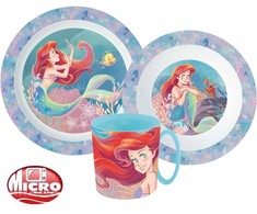 Disney princesės Ariel pietų rinkinys, mikroplastiko rinkinys su 350 ml puodeliu